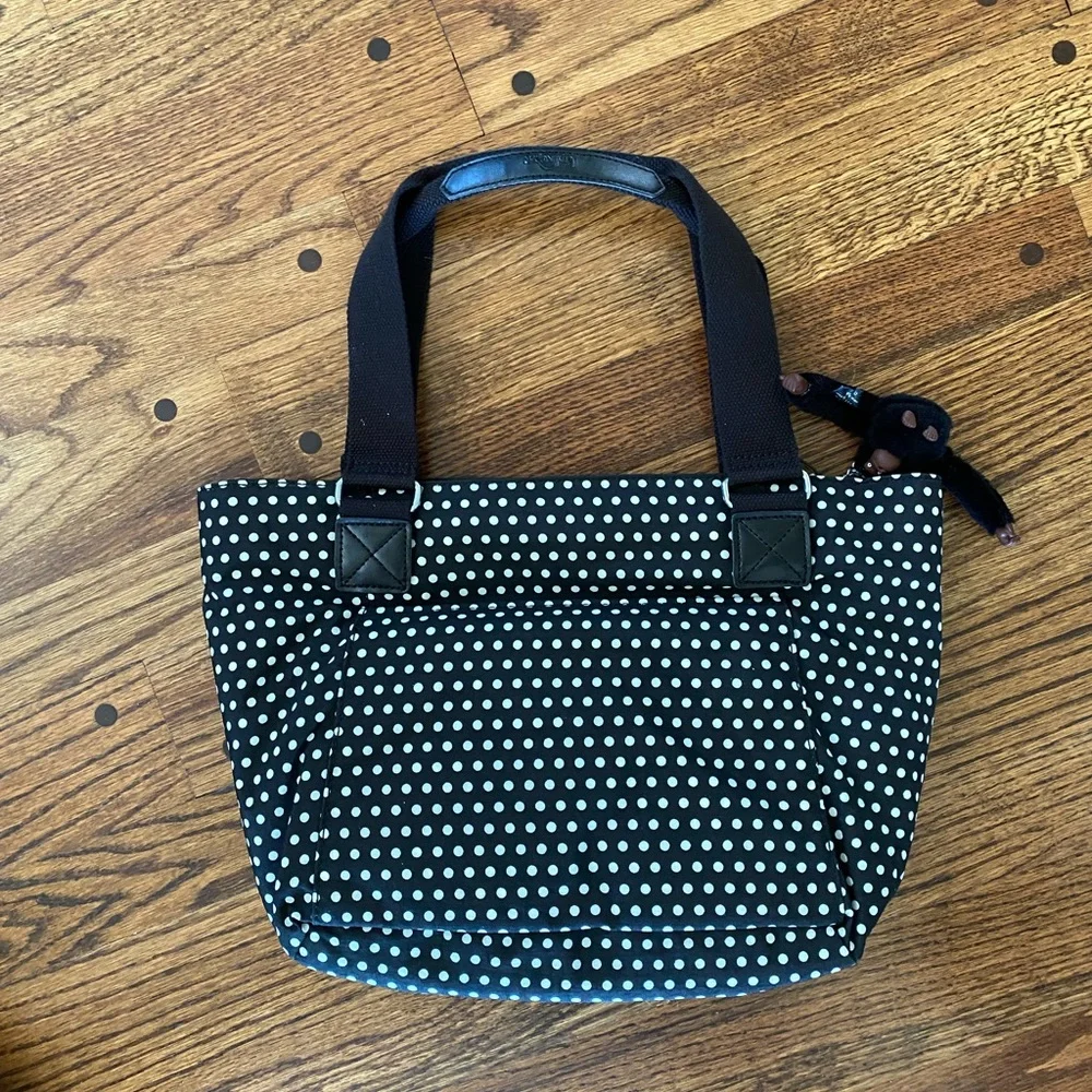 Kipling Black and White Polka Dot Tote Bag - Picture 2 of 5